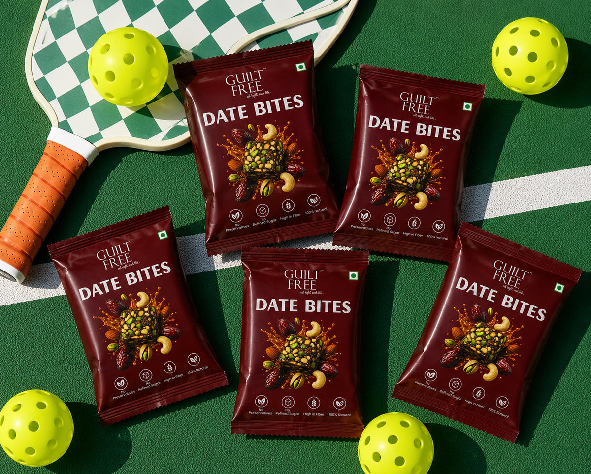 Guilt Free Date Bites 160g box of 8 — no sugar energy balls made with dates, cashews, almonds, chia and pumpkin seeds