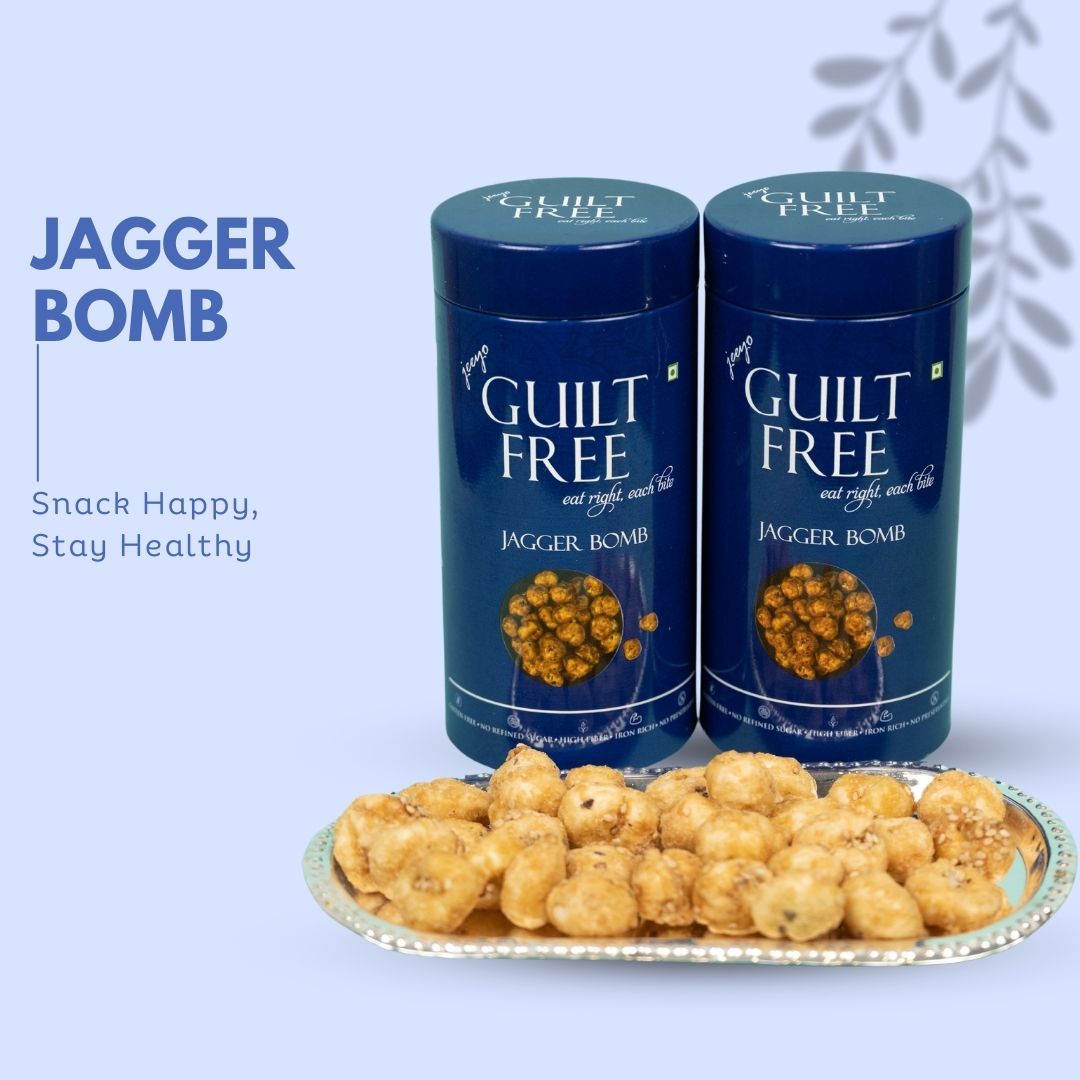 Guiltfreee Jagger Bomb - A Healthy Makhana Laddu Made with Jaggery and Puffed Lotus Seeds, Perfect for Guilt-Free Snacking and Gifting