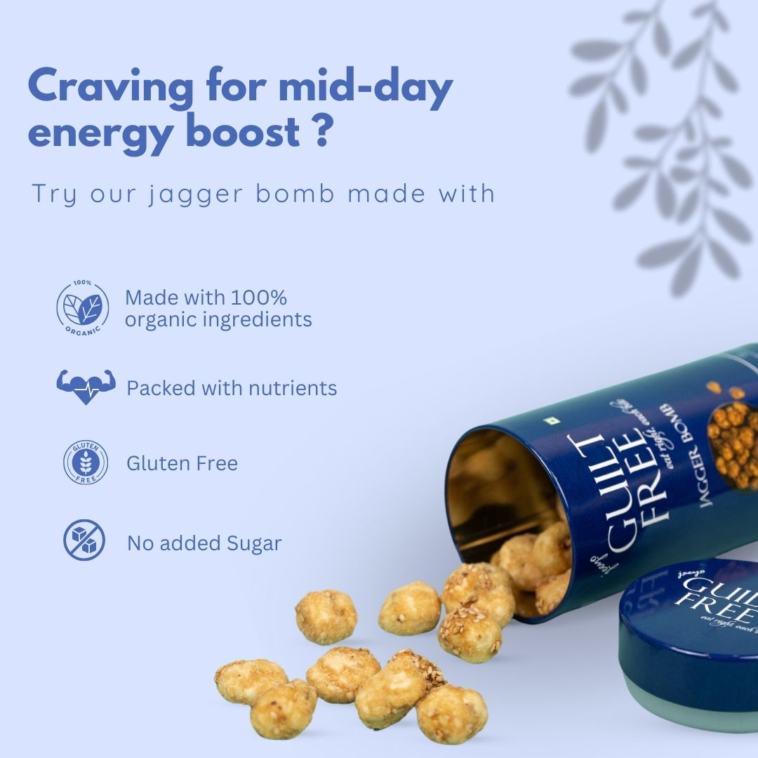 Guiltfreee Jagger Bomb A Healthy Makhana Laddu Made with Jaggery and Puffed Lotus Seeds, Perfect for Guilt-Free Snacking and Gifting