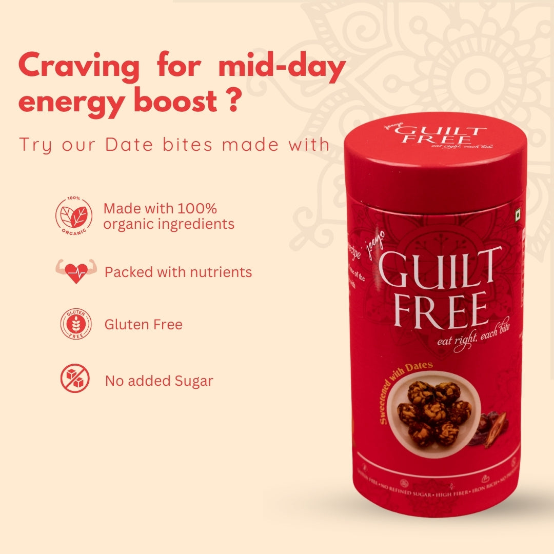 Guiltfreee Date Bites Box - A Delicious, Guilt-Free Snack Rich in Fiber and Iron, Perfect for Healthy Indulgence Anytime