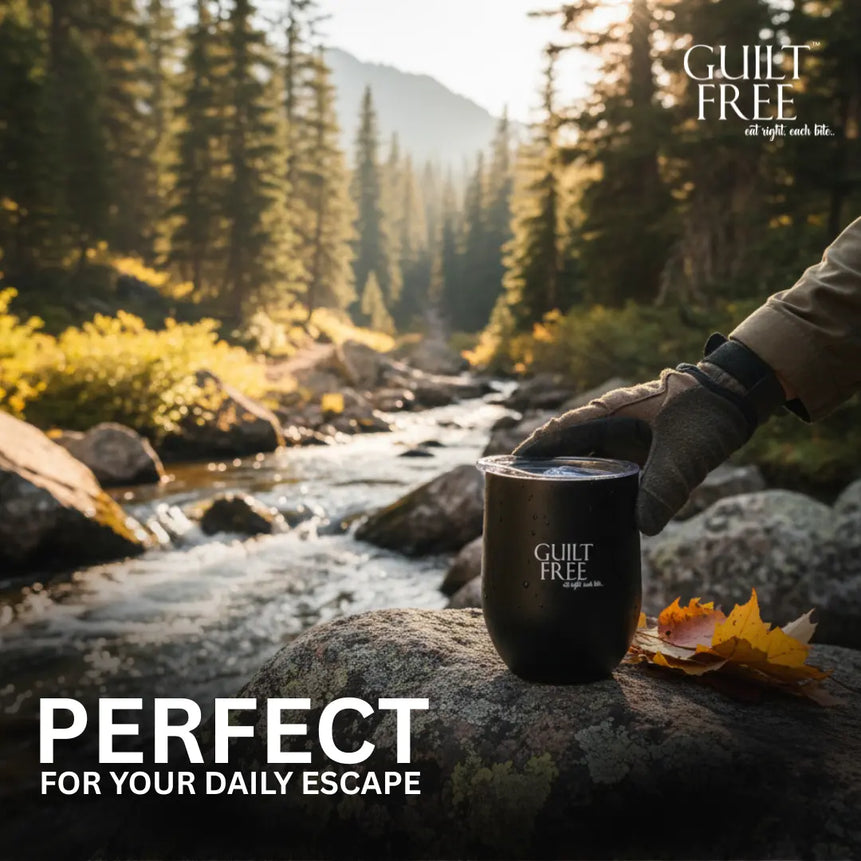 Guilt Free sipper bottle lifestyle shot — premium BPA-free tumbler for gym office and travel