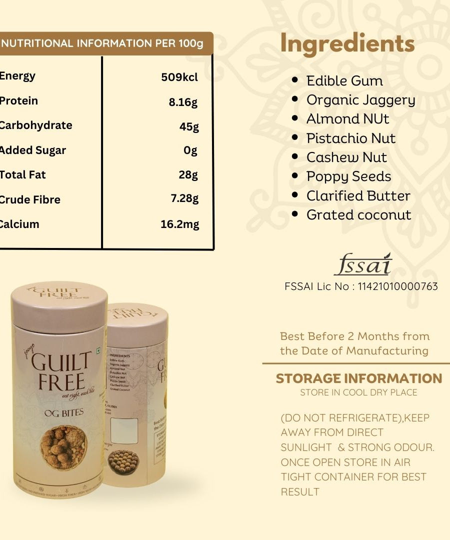 Guiltfreee Gond Laddu  A Delicious and Fiber-Rich Treat Made with Gond Perfect for Healthy Snacking