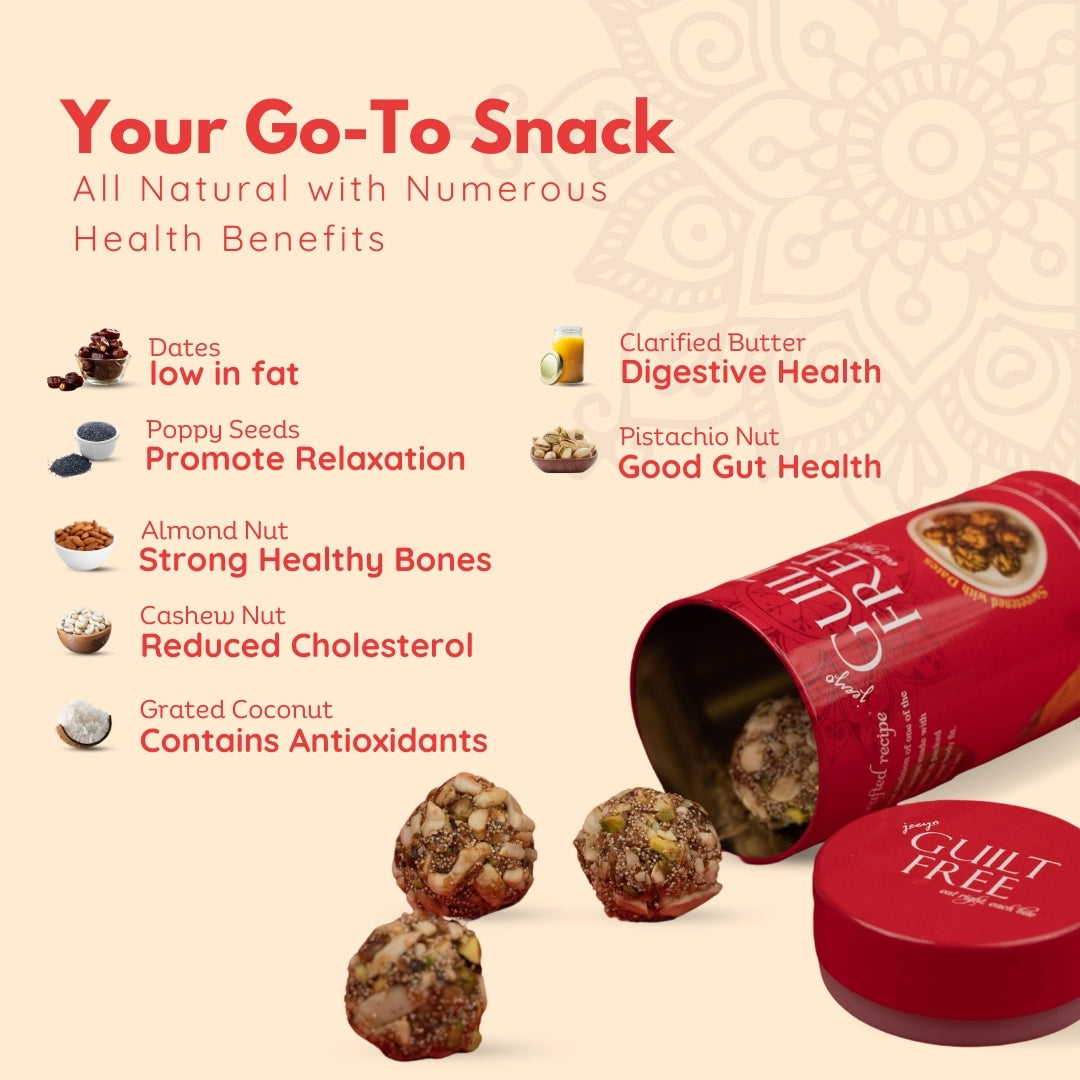 Nutritional Benefits of Guiltfreee Date Bites  Rich in Fiber, Iron, and Natural Sweeteners for a Healthy Snack.
