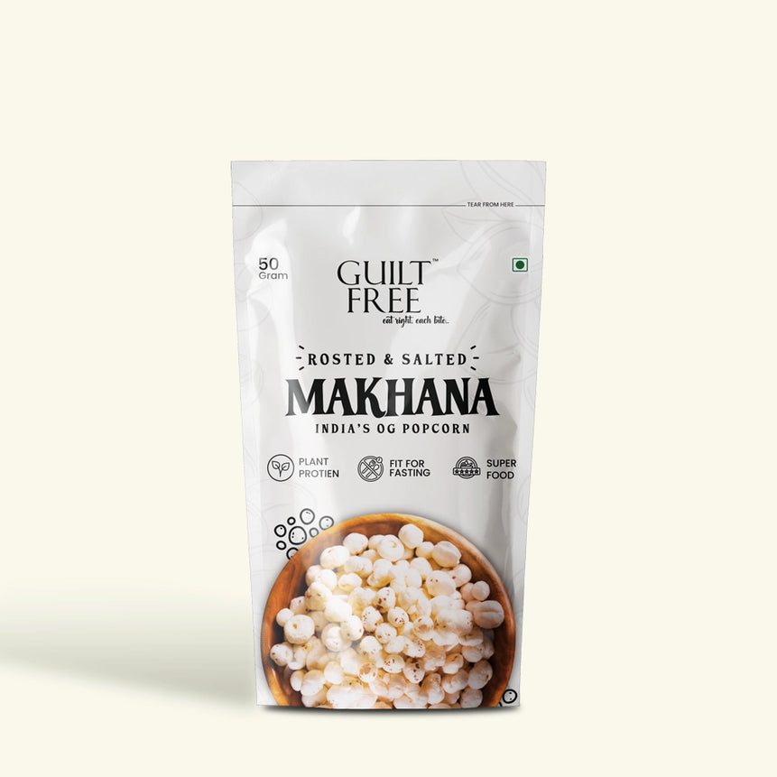 Guilt Free plain raw makhana (phool makhana / fox nuts) 100g — high protein, gluten-free superfood snack